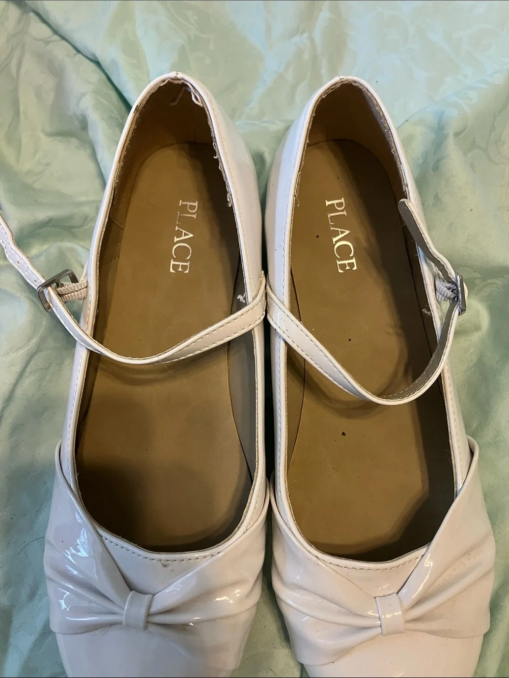The Children's Place White Patent Mary Jane Flats with Knot Detail